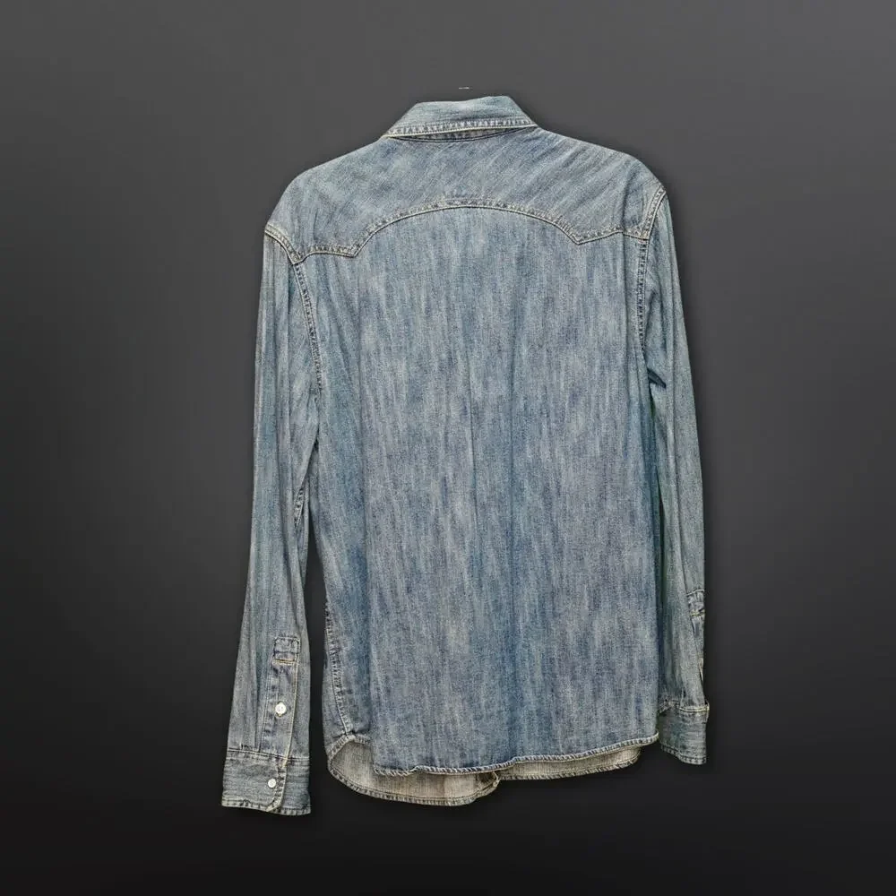 Levi's Western Pearl Snap Denim Shirt Men's Large Medium Wash Sawtooth Trucker